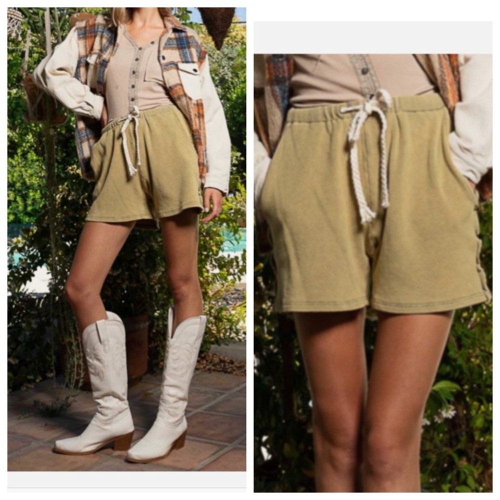 POL Waffle Knit Drawstring Shorts Relax Fit Vintage Whas